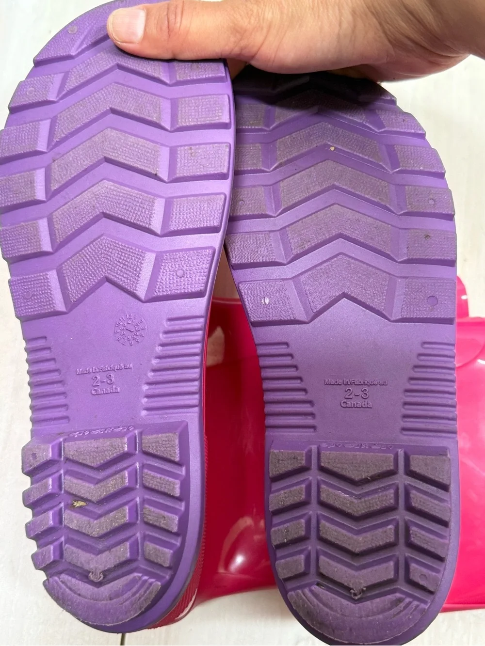 Kids Rubber Rain Boots Size 2-3Y Pink